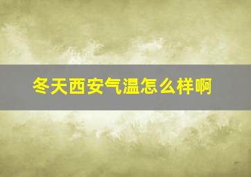 冬天西安气温怎么样啊