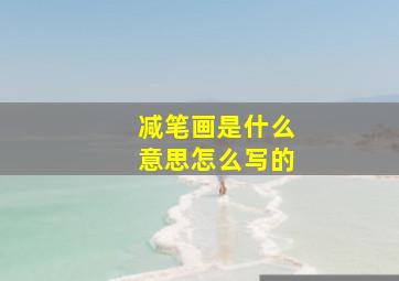 减笔画是什么意思怎么写的