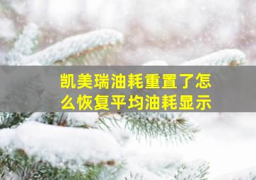 凯美瑞油耗重置了怎么恢复平均油耗显示