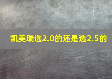 凯美瑞选2.0的还是选2.5的