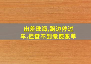 出差珠海,路边停过车,但查不到缴费账单