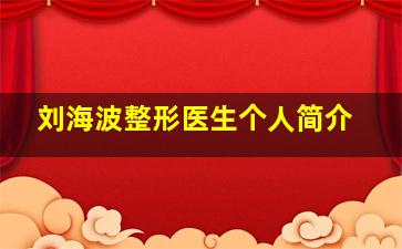 刘海波整形医生个人简介