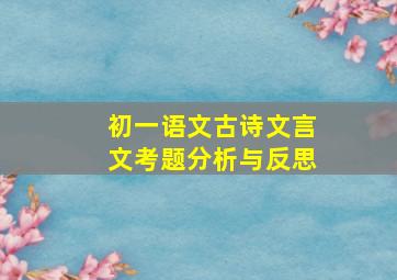 初一语文古诗文言文考题分析与反思