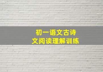 初一语文古诗文阅读理解训练