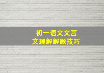 初一语文文言文理解解题技巧