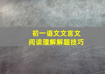 初一语文文言文阅读理解解题技巧