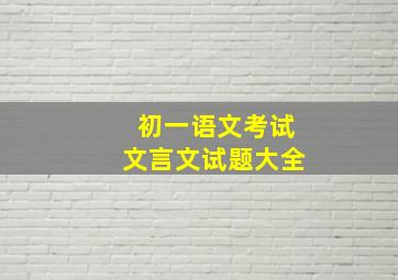 初一语文考试文言文试题大全