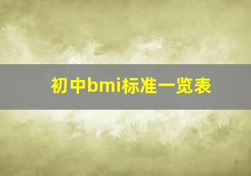 初中bmi标准一览表