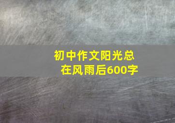 初中作文阳光总在风雨后600字