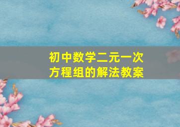 初中数学二元一次方程组的解法教案