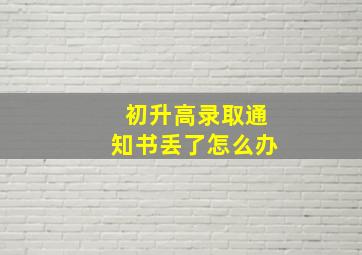 初升高录取通知书丢了怎么办