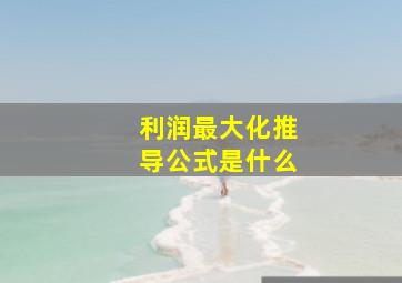 利润最大化推导公式是什么