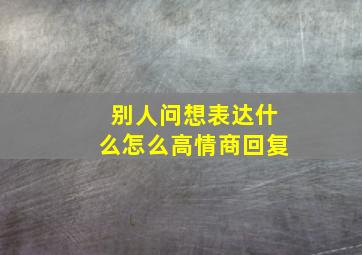 别人问想表达什么怎么高情商回复