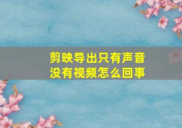 剪映导出只有声音没有视频怎么回事