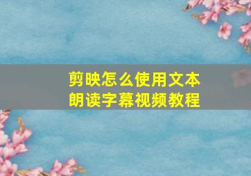 剪映怎么使用文本朗读字幕视频教程