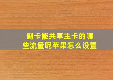 副卡能共享主卡的哪些流量呢苹果怎么设置