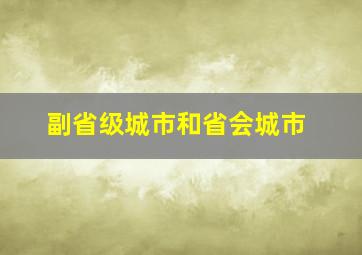 副省级城市和省会城市