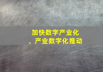 加快数字产业化、产业数字化推动