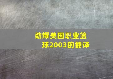 劲爆美国职业篮球2003的翻译