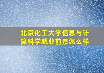 北京化工大学信息与计算科学就业前景怎么样