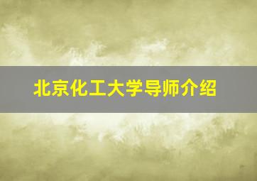 北京化工大学导师介绍