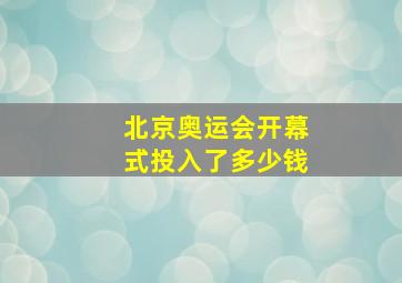 北京奥运会开幕式投入了多少钱