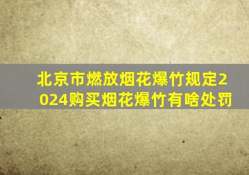 北京市燃放烟花爆竹规定2024购买烟花爆竹有啥处罚