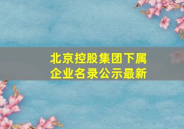 北京控股集团下属企业名录公示最新