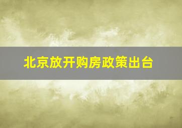 北京放开购房政策出台