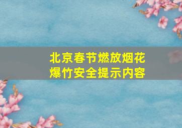 北京春节燃放烟花爆竹安全提示内容