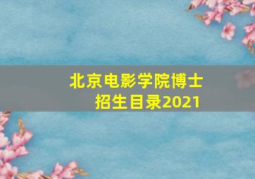 北京电影学院博士招生目录2021