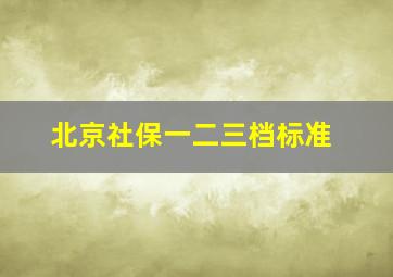 北京社保一二三档标准