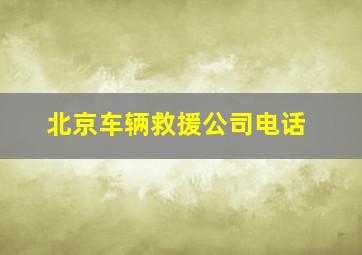 北京车辆救援公司电话