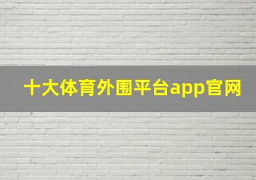 十大体育外围平台app官网