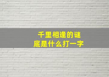 千里相逢的谜底是什么打一字