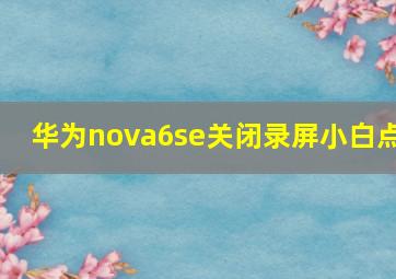 华为nova6se关闭录屏小白点