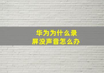 华为为什么录屏没声音怎么办