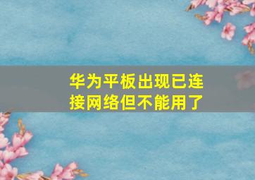 华为平板出现已连接网络但不能用了