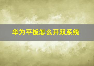 华为平板怎么开双系统