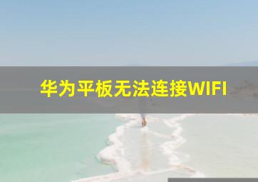 华为平板无法连接WIFI