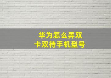 华为怎么弄双卡双待手机型号