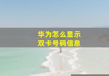 华为怎么显示双卡号码信息