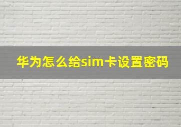 华为怎么给sim卡设置密码