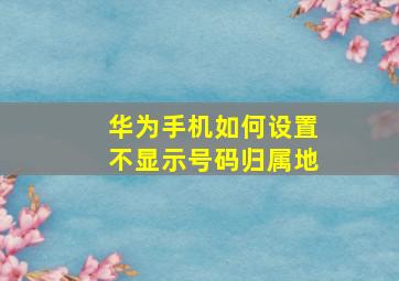 华为手机如何设置不显示号码归属地