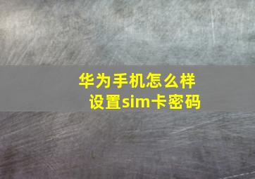 华为手机怎么样设置sim卡密码