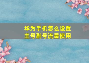 华为手机怎么设置主号副号流量使用