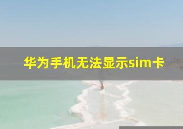 华为手机无法显示sim卡