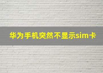 华为手机突然不显示sim卡