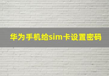 华为手机给sim卡设置密码