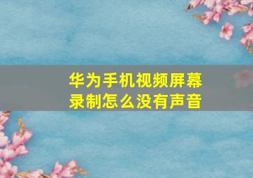 华为手机视频屏幕录制怎么没有声音